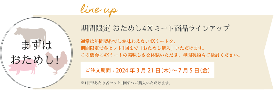 期間限定　おためしミートラインアップ